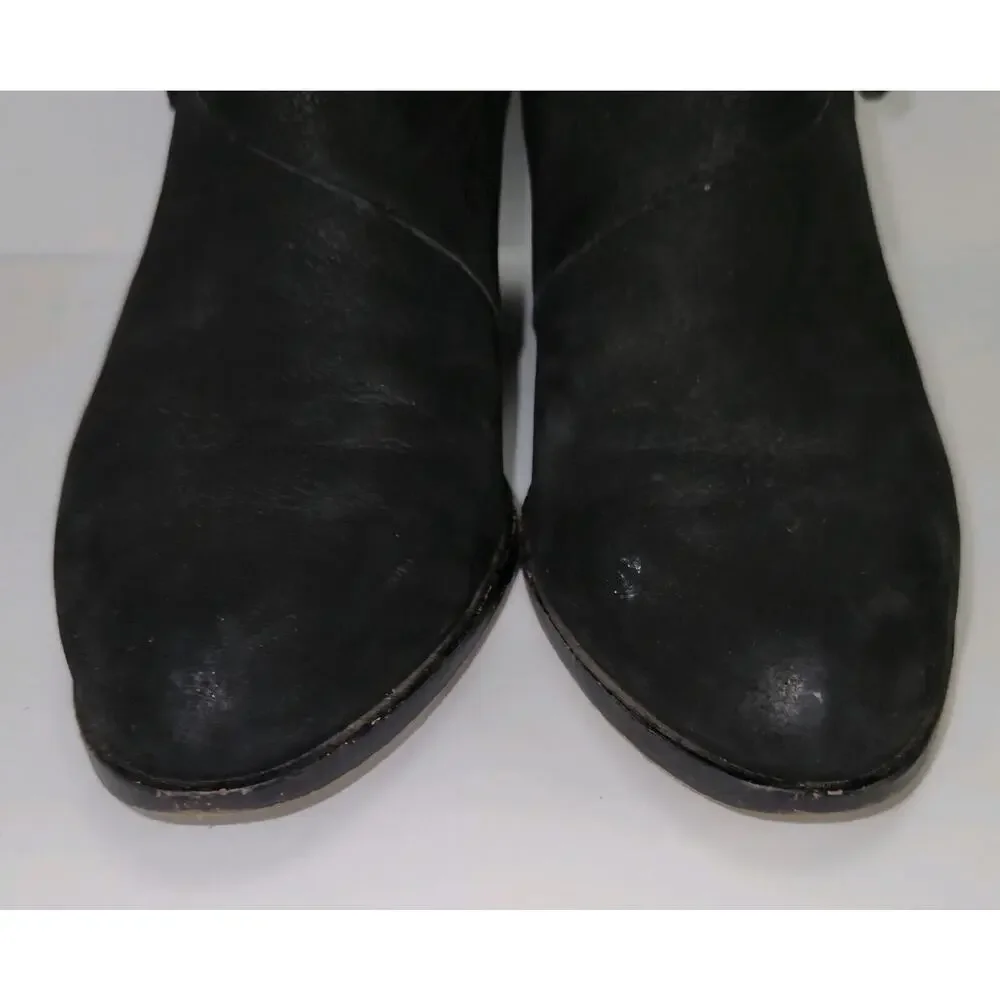 Eileen Fisher Black Soft Leather Ankle Boots 5.5 Booties Back Zipper